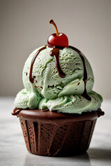 A scoop of creamy pistachio ice cream