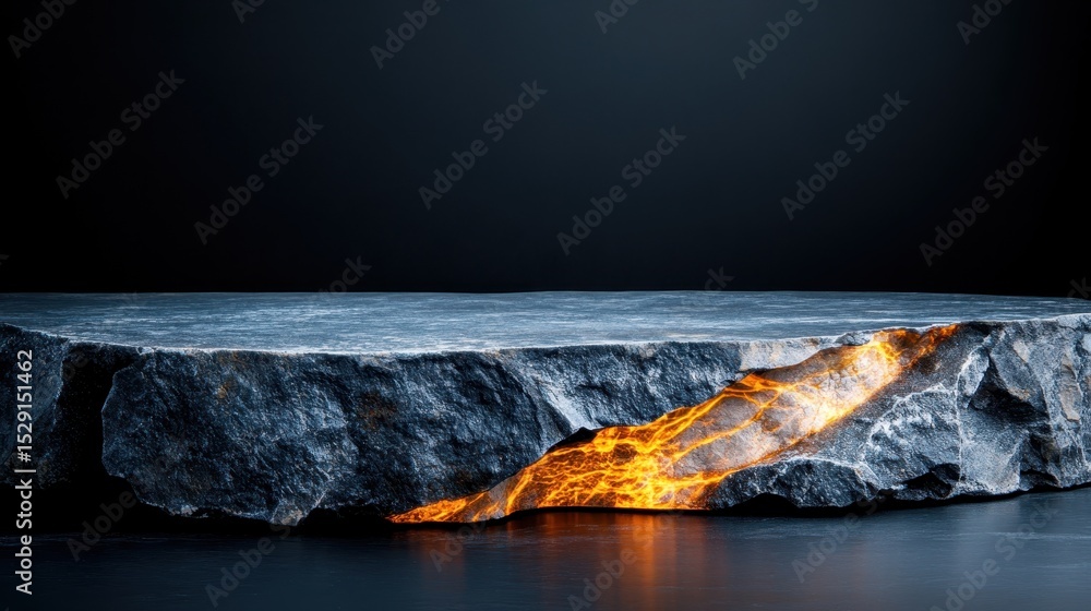 Aufkleber an intriguing image of a rock with its fiery core illuminated, representing resilience and hidden tr
