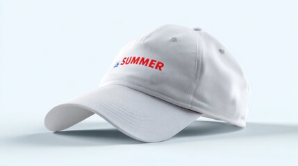 Baseball cap with summer logo isolated on white