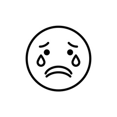 Fototapeta premium Sad Face Emoji Icon: Tears Streaming Down, Bold Outline