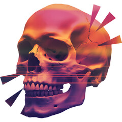 Skull artwork with neon pink and orange accents