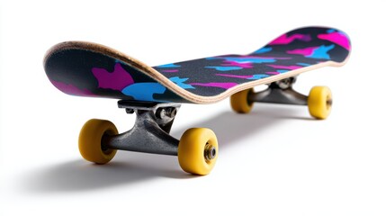 Skateboard with colorful design isolated on white