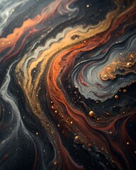 Obraz premium Abstract Water Swirl Art in Gold and Orange