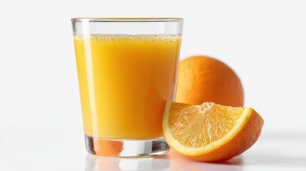 Glass of orange juice isolated on white background