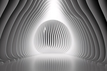 Beautiful abstract architecture background. 3D white intricate room. Modern Geometric Wallpaper. Futuristic Design. Textured background for presentation. Black tones.