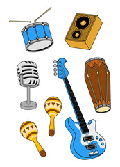 Set Illustration Design Of Music Instrument