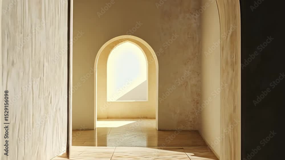 Poster empty archway illuminated by soft light in a minimalist space, empty archway