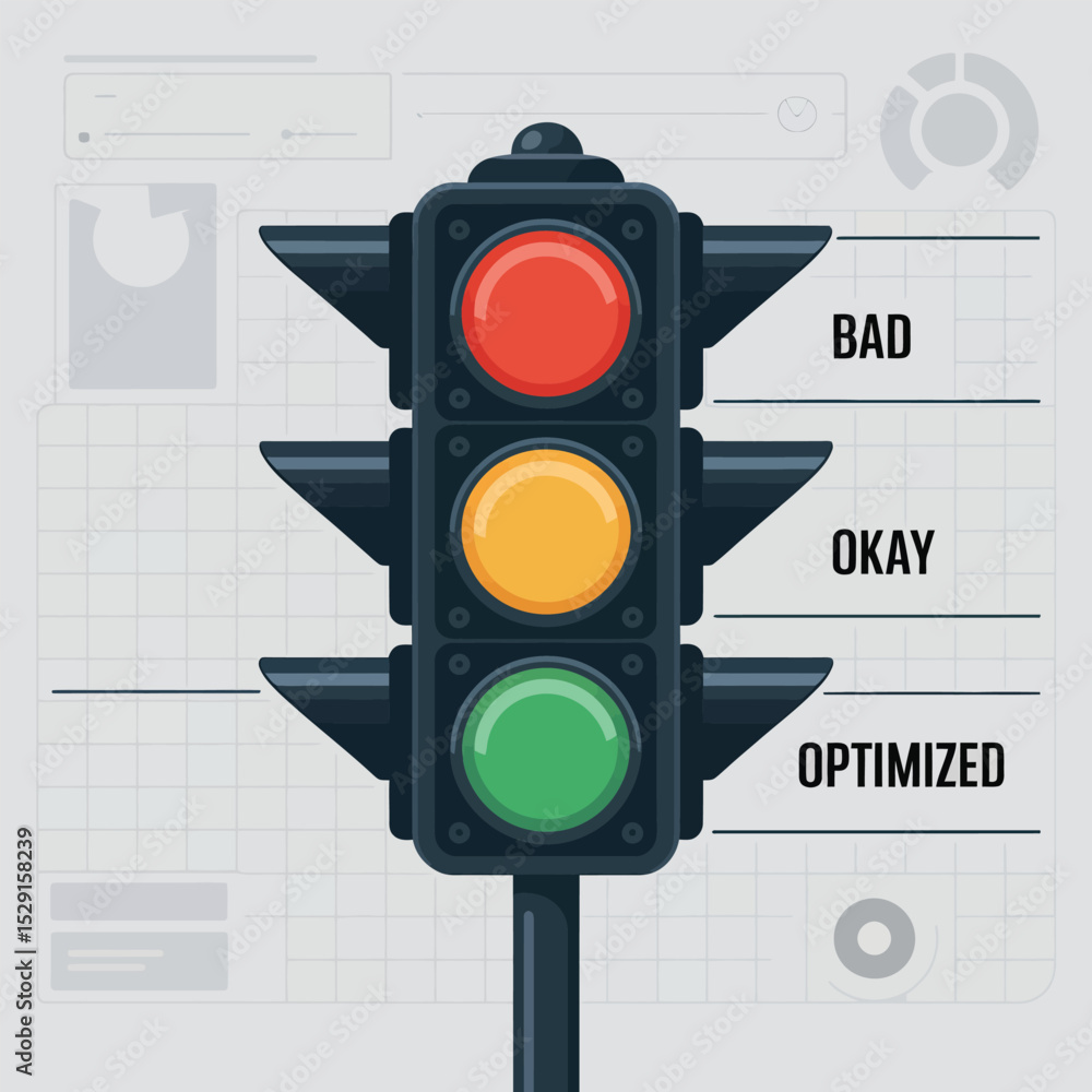 Poster traffic light metaphor for website optimization levels