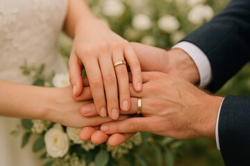 Wedding rings hands love unity