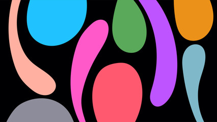 ABSTRACT DARK BACKGROUND HAND DRAWN ORGANIC SHAPES.BLUE ORANGE PINK GREEN PURPLE BROWN PASTEL COLOR FLAT DESIGN VECTOR TEMPLATE FOR WALLPAPER, COVER DESIGN
