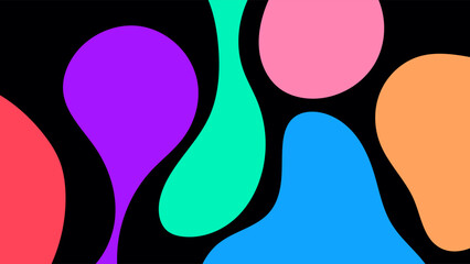 ABSTRACT DARK BACKGROUND HAND DRAWN ORGANIC SHAPES.BLUE ORANGE PINK GREEN PURPLE BROWN PASTEL COLOR FLAT DESIGN VECTOR TEMPLATE FOR WALLPAPER, COVER DESIGN