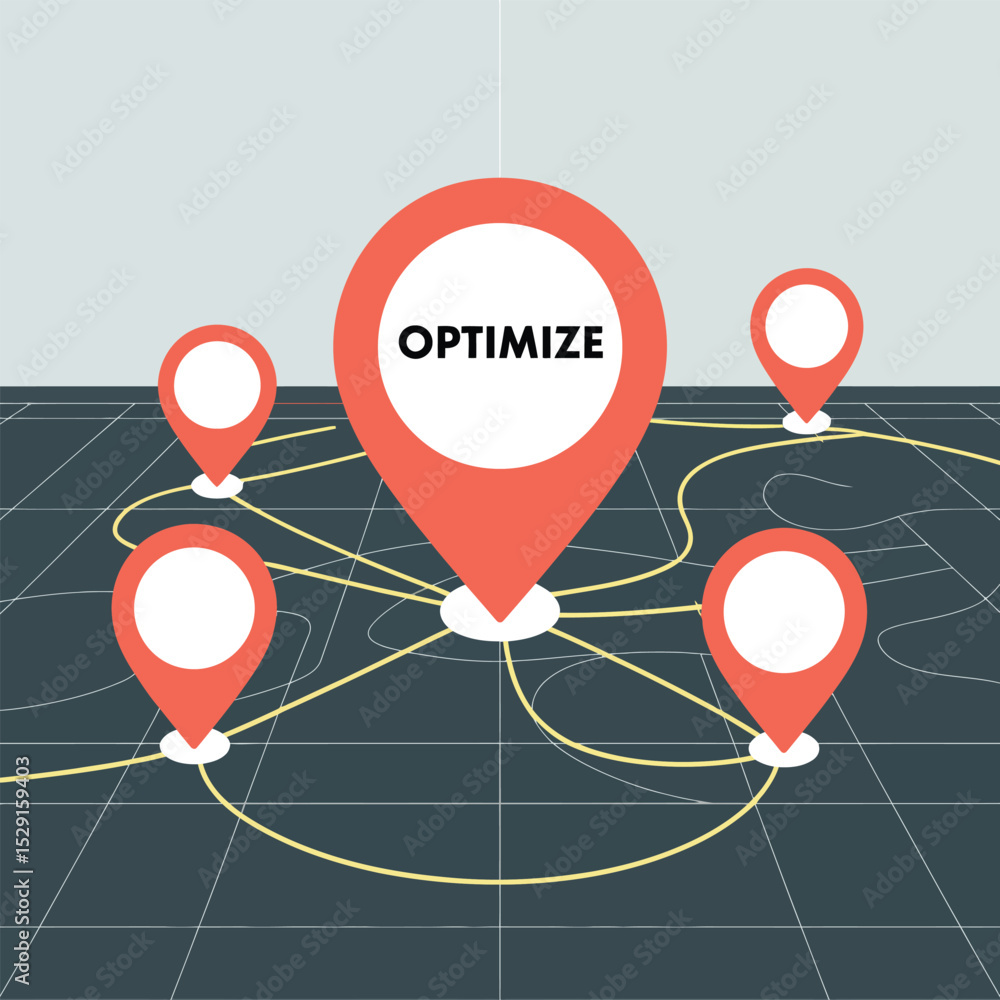 Poster optimize route map location pinpointing strategy
