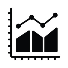 A solid style icon of upward growth chart