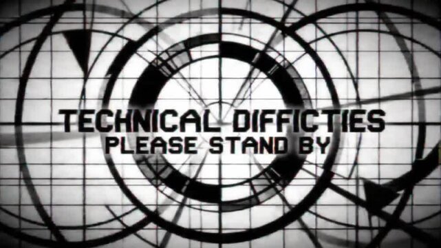 Technical difficulties TV screen showing please stand by. Suitable for presentations on IT issues, downtime, broadcasting problems, and technical difficulties.