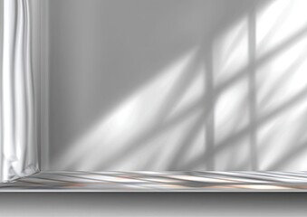 Empty Shelf With Window Shadow On White Wall