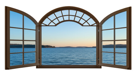 Isolated Open Window Overlooking Lake