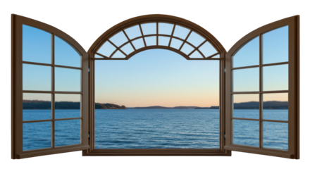 Isolated Open Window Overlooking Lake