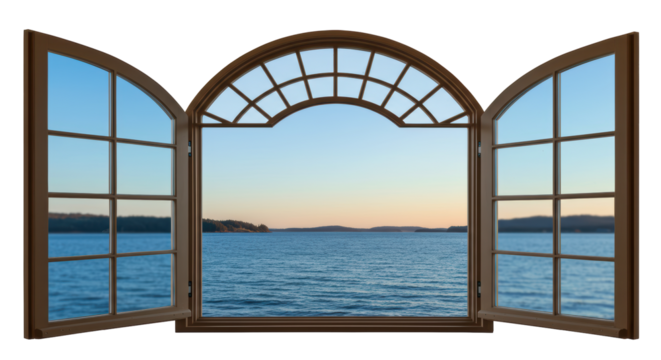 Isolated Open Window Overlooking Lake