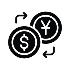 A glyph style icon of money exchange, easy to edit