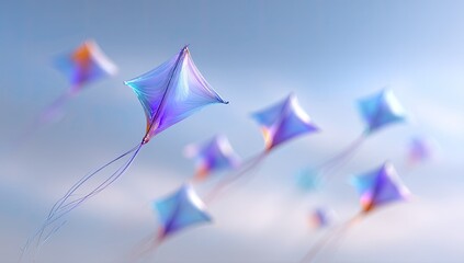 Colorful Diamond Kites Flying In Pastel Sky