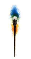 Colorful Paintbrush Explosion On White Background