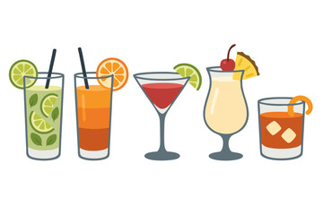 Colorful summer cocktails illustration