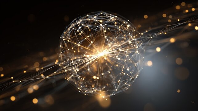Glowing Abstract Sphere Network Digital Art Connectivity Technology Background