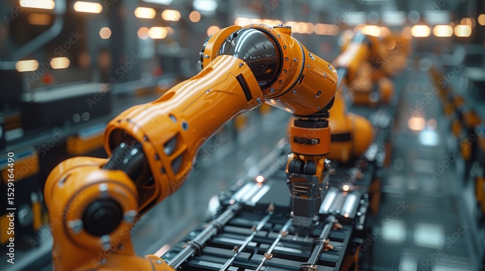 Aufkleber a close-up view of an advanced robotic arm in a high-tech manufacturing environment, symbolizing inn