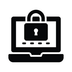 A glyph style icon depicting password protection lock