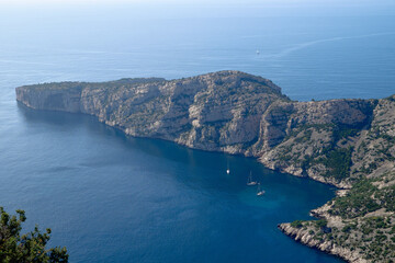 View from the mountain on a calanque