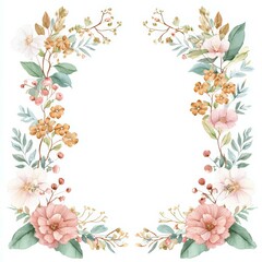 Fototapeta premium Floral decorative border with assorted blossoms in soft pastel colors for invitations and greeting cards