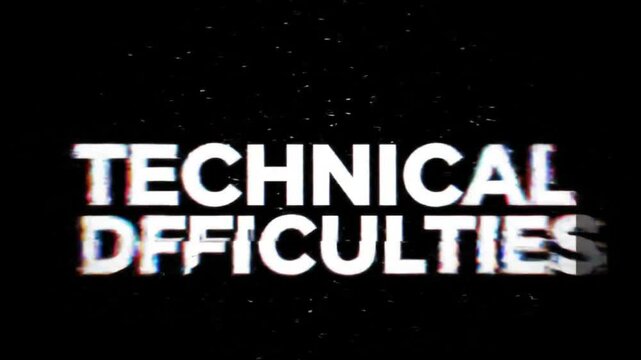 Technical difficulties text message suitable for social media posts, website banners, and presentations about technology, IT issues, and communication problems.
