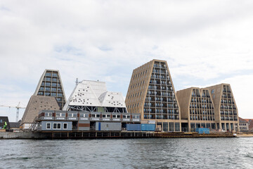 Family with children and pet dog, kids and adults visiting Coppenhagen , capital city of Denmarn during summer