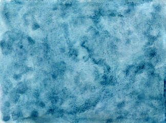 Vibrant aquamarine blue watercolor wave splash textured background. Creative teal watercolour painting backdrop for water design, abstract spray or cloud concept, nature paint background
