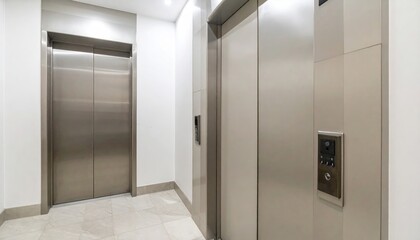 Sleek Stainless Steel Elevators in a Modern Building with Minimalist Design