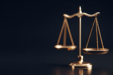 Golden Balance Scale on Black Background