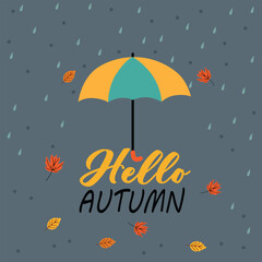 vector illustration of an umbrella with rain