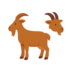 Fototapeta premium A cute cartoon illustration of a ram with curved horns. Often symbolizes Eid al-Adha, farm animals, or sacrificial traditions in Islamic culture.