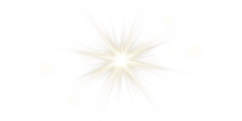 Naklejka premium Vector transparent sunlight with sun glare. Overlay, Sun rays and glare, Sun, sunrays, light transitions, lens flare, light leaks and glare in PNG format. PNG sunlight flare. Golden flash and glare.