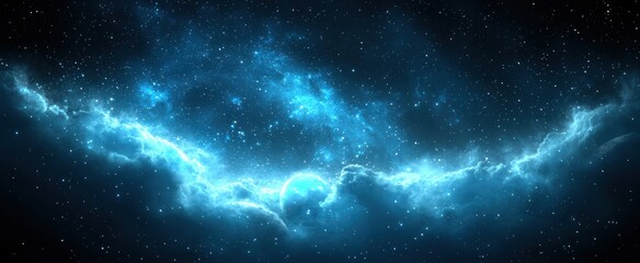 Cosmic nebula in vibrant blue hues