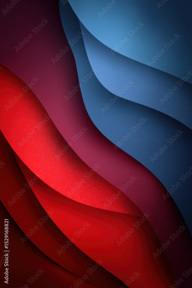 Poster abstract background with flowing red and blue layered design elements