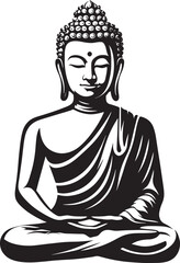 Serene Black & White Buddha Statue Meditation and Enlightenment Symbol Ideal for Spirituality Yoga and Buddhist Themes