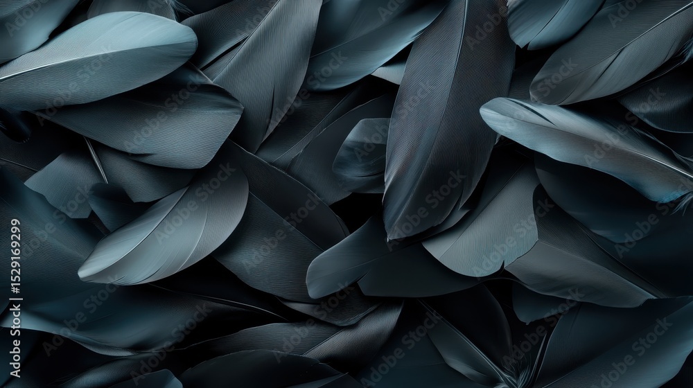 Aufkleber a mesmerizing close-up of dark feathers, showcasing their intricate textures and patterns, creating 