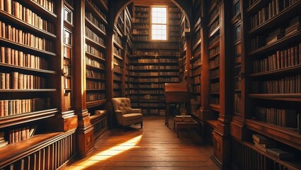 Obraz premium 図書館の倉庫棚