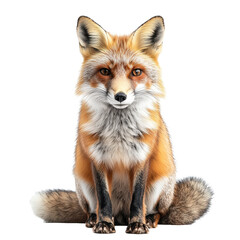 Fototapeta premium sitting red fox isolated on transparent background.