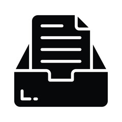 A solid style icon showing organized file drawer