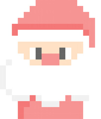 santa claus 8bit pixel art, flat icon design png illustration