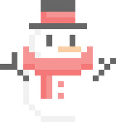 Obraz premium snowman 8bit pixel art, flat icon design png illustration