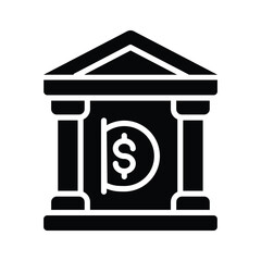 A solid style icon showing a bank deposit