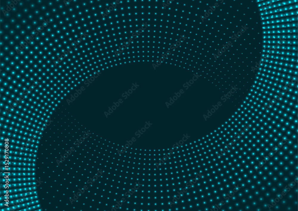 Poster futuristic glowing tech cyan blue halftones dotted circles abstract background. geometric minimal ve